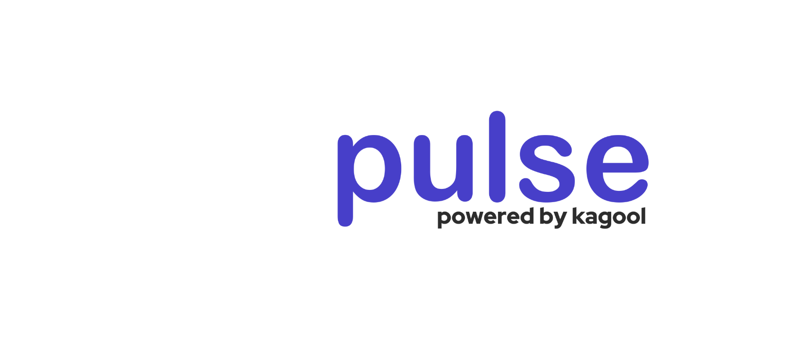 A logo for pulse powered by kagoo on a white background.