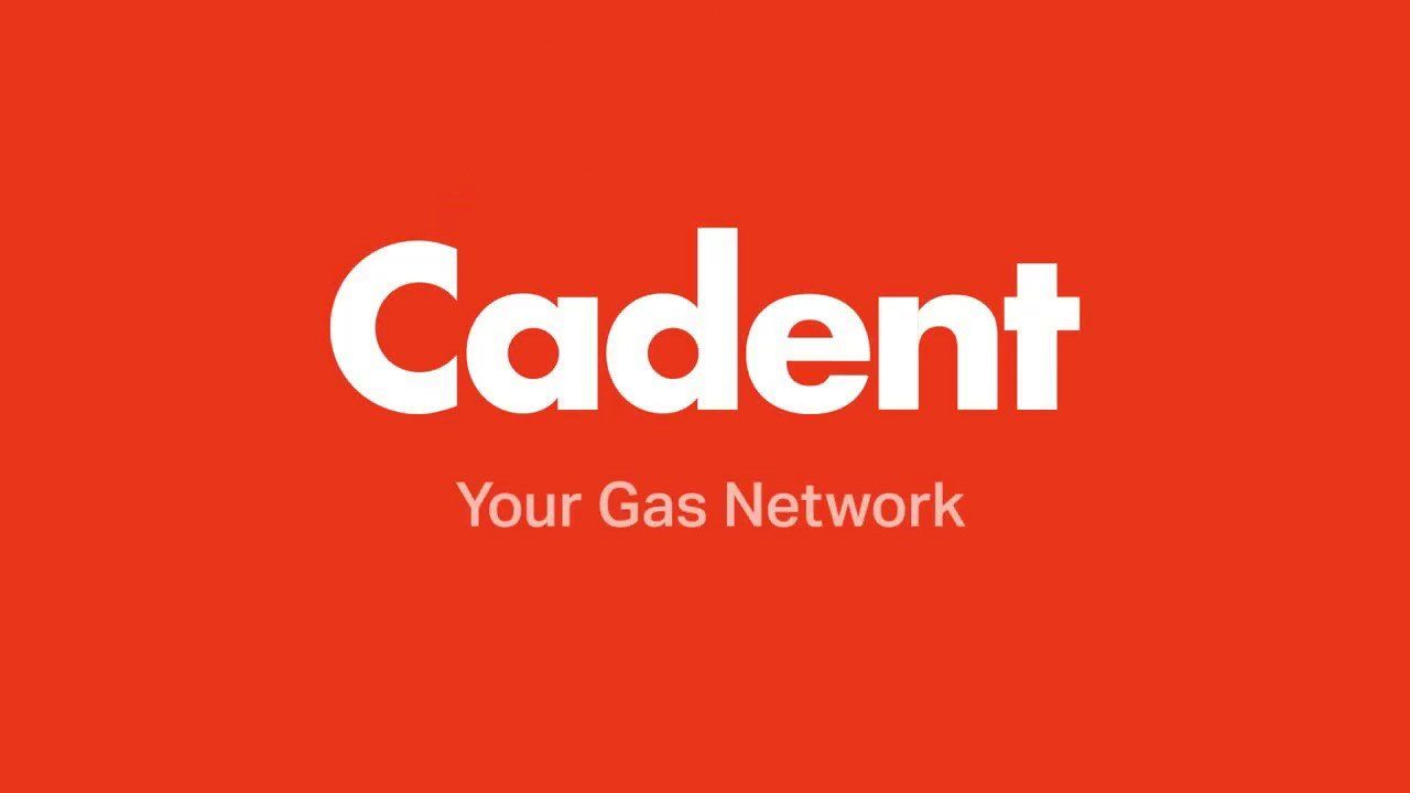 The cadent gas network logo is on a red background.