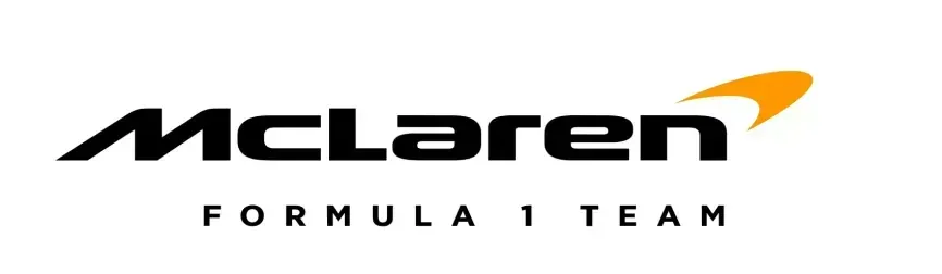 The mclaren formula 1 team logo is on a white background