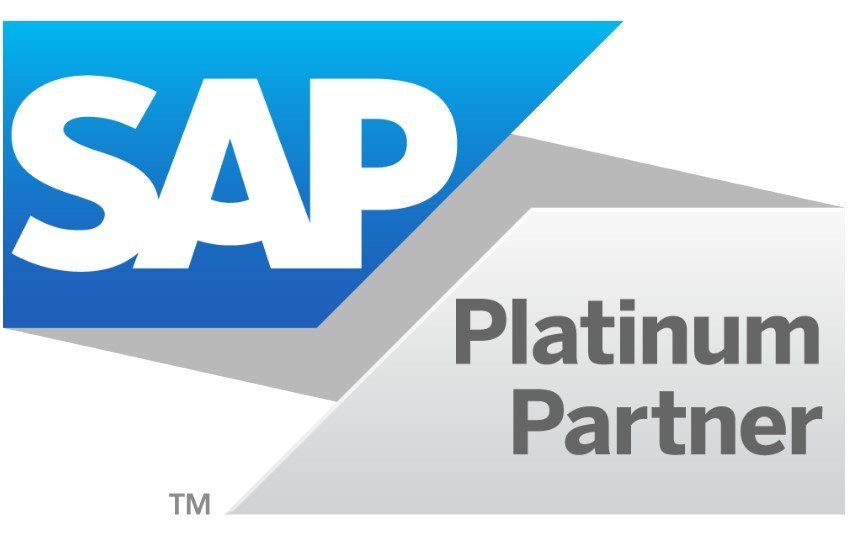 The sap platinum partner logo is blue and white