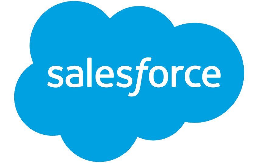 A blue cloud with the word salesforce on it