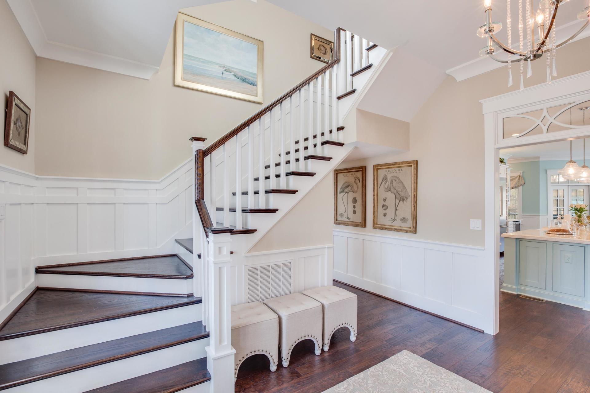Elegant living area staircase  | Living Spaces Gallery | Stephen Alexander Homes | Chesapeake, VA