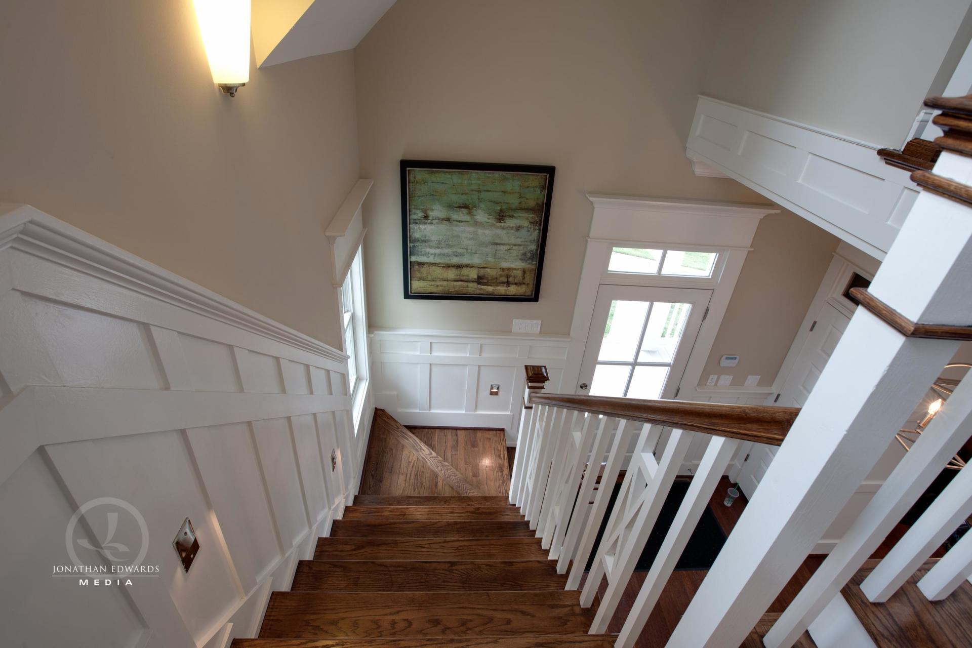 Elegant staircase  | Living Spaces Gallery | Stephen Alexander Homes | Chesapeake, VA