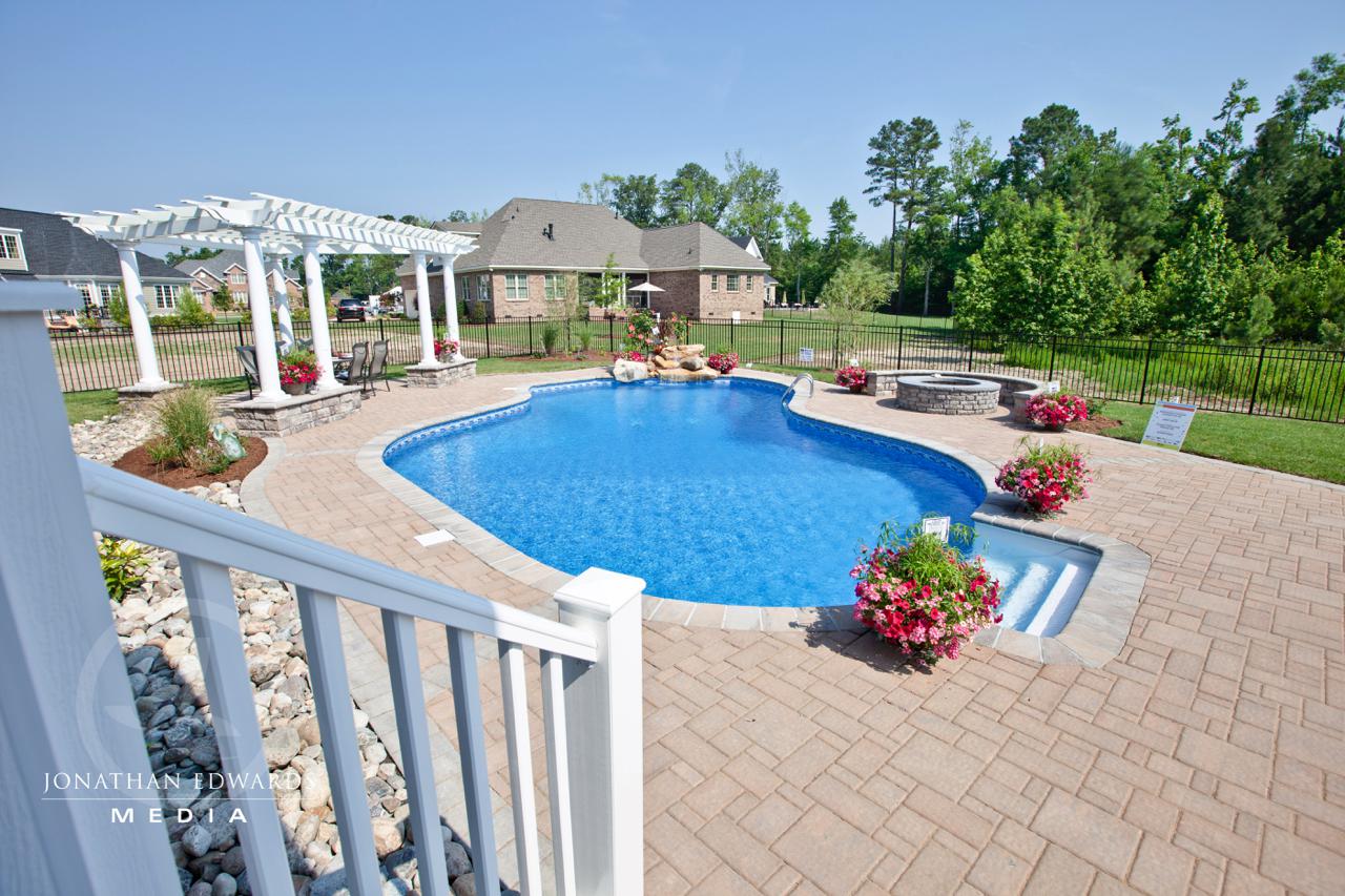 Backyard with pool | Exterior Gallery | Stephen Alexander Homes | Chesapeake, VA