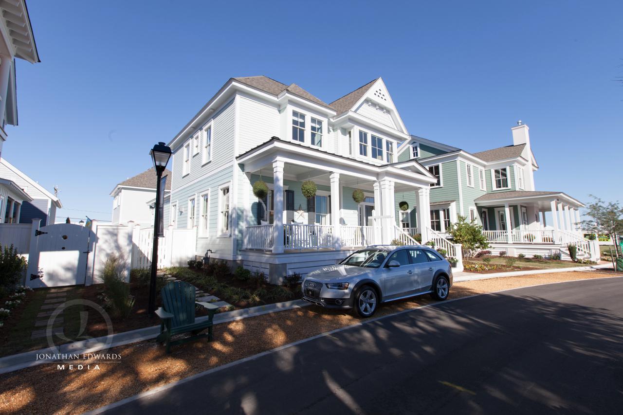Elegant exterior of teal home  | Exterior Gallery | Stephen Alexander Homes | Chesapeake, VA