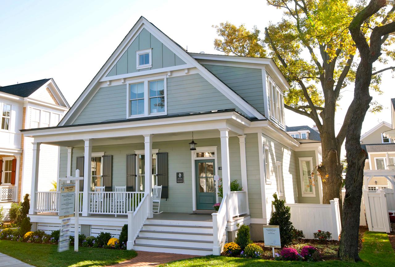 Elegant front exterior of teal home  | Exterior Gallery | Stephen Alexander Homes | Chesapeake, VA