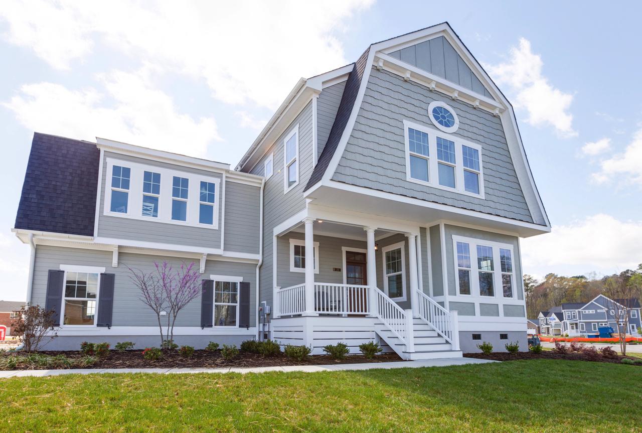 Elegant exterior of gray home  | Exterior Gallery | Stephen Alexander Homes | Chesapeake, VA
