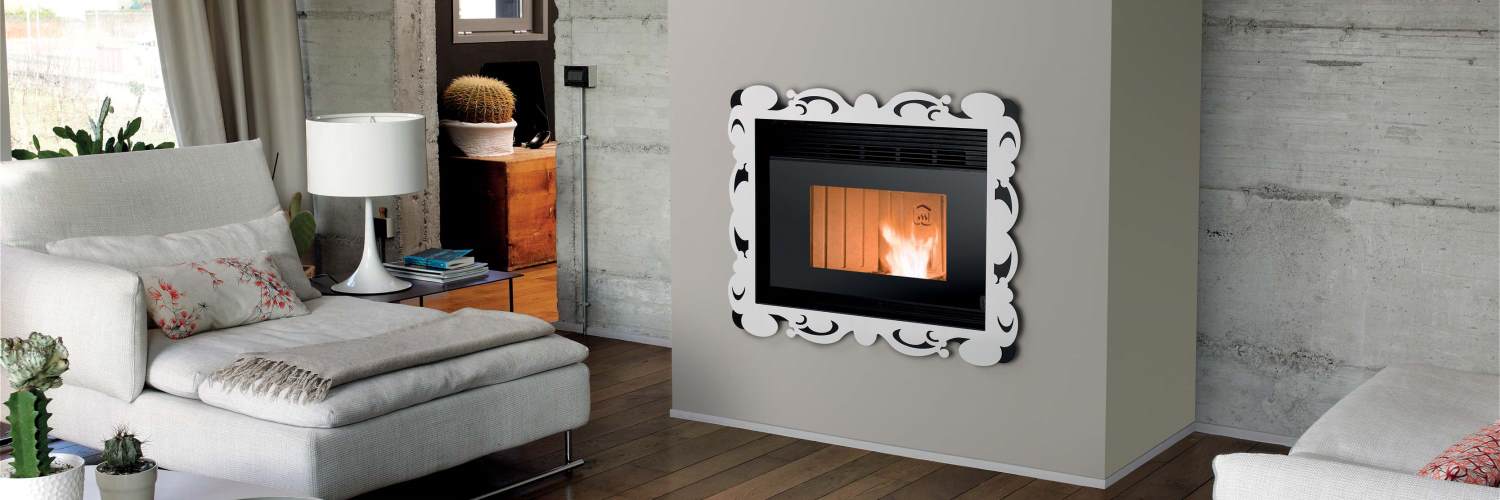 termocamino incassato nella parete in funzione