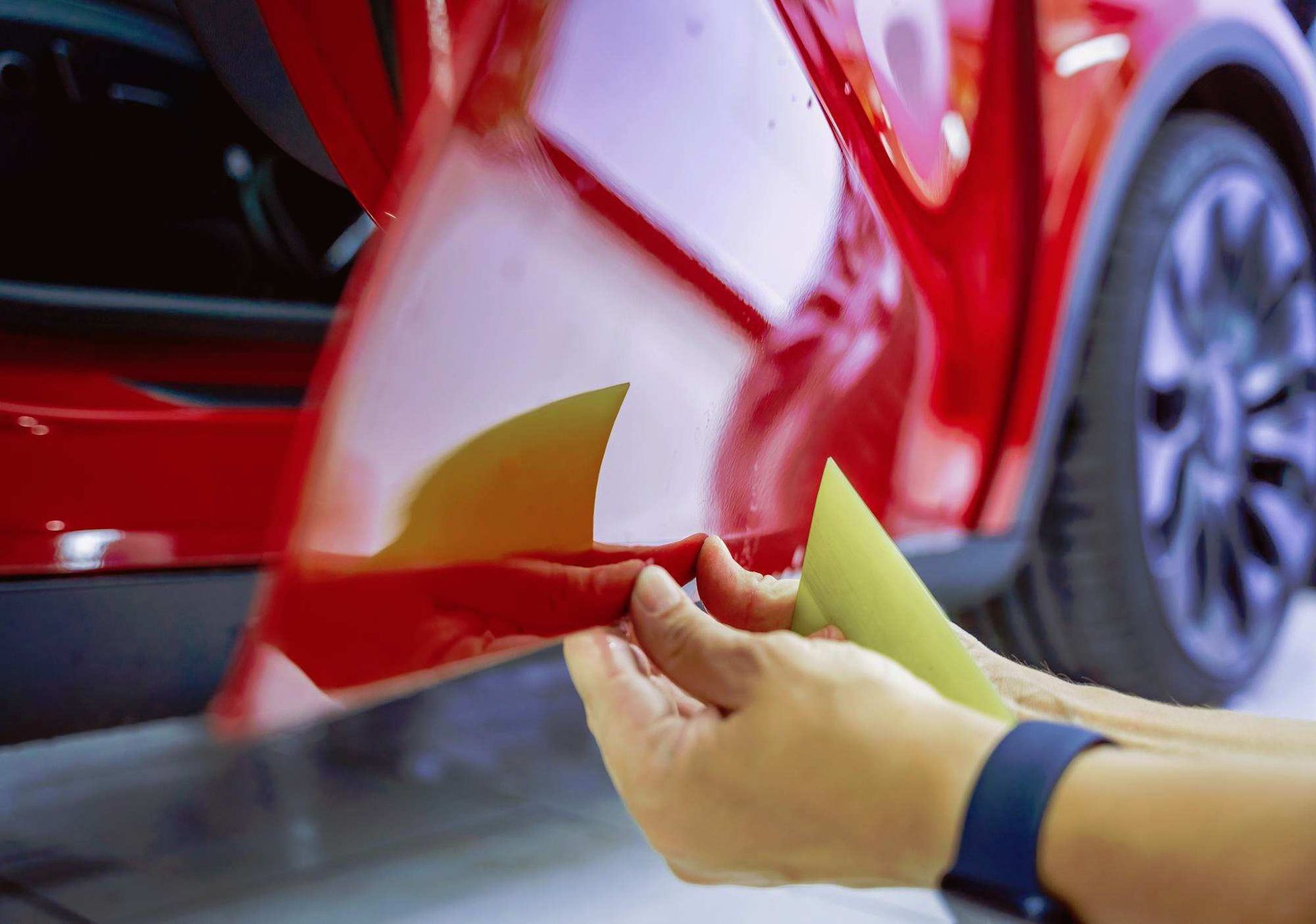 ppf wrap on a red car