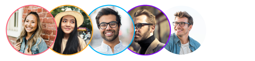 A group of people are standing next to each other in circles.