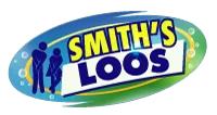 Logo for Smith's Loos, featuring a family figure, blue and green oval with yellow text.