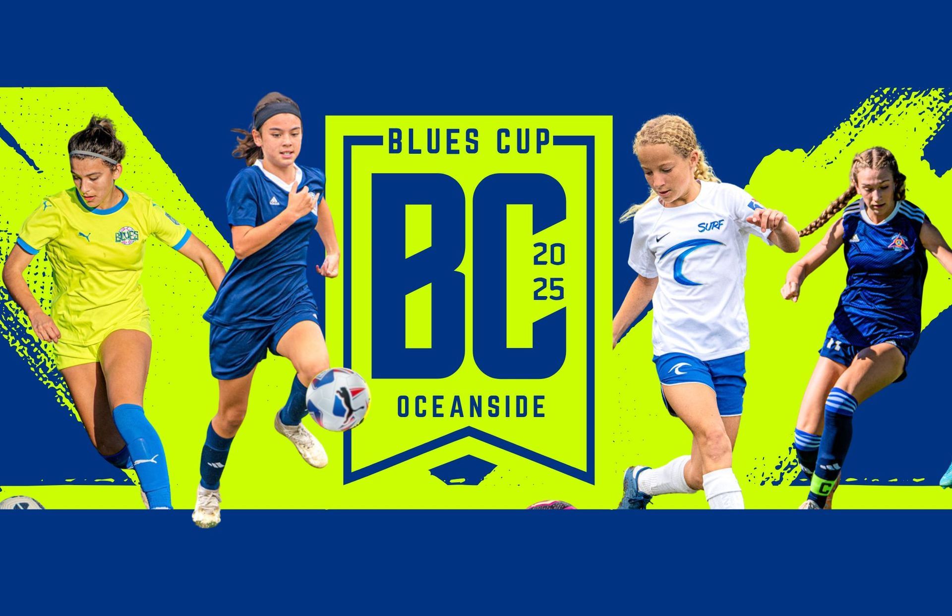 Blues Cup female athletes playing soccer at Oceanside.