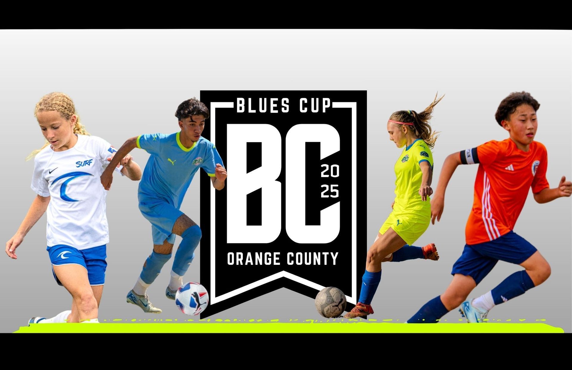Blues Cup female athletes playing soccer at Oceanside.