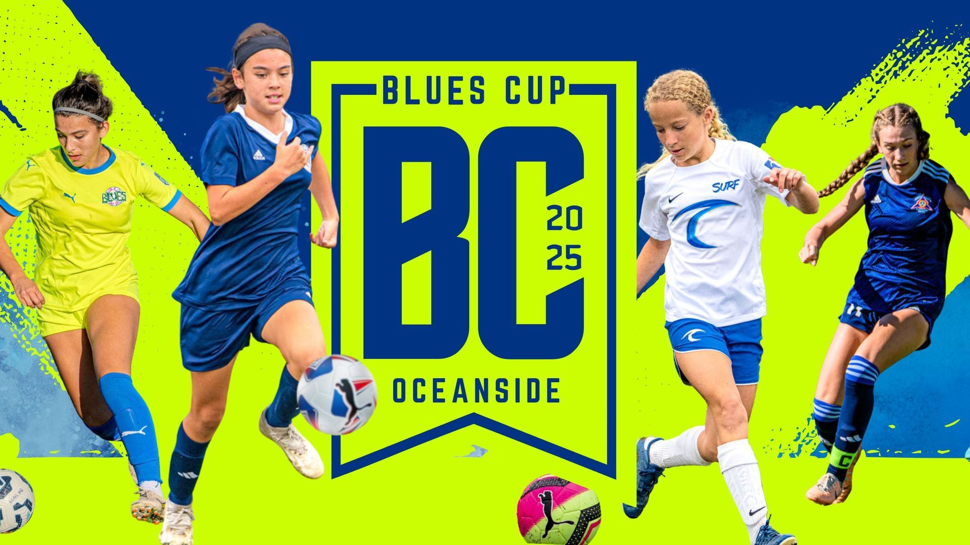 Blues Cup male and female athletes playing soccer at Oceanside.