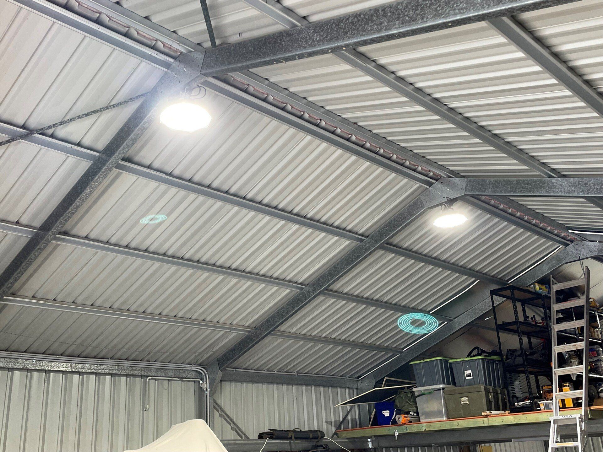 Ceiling Lights in a Shed — Electrical Services in Tamworth, NSW