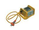 a yellow power distributer with 2 outlets