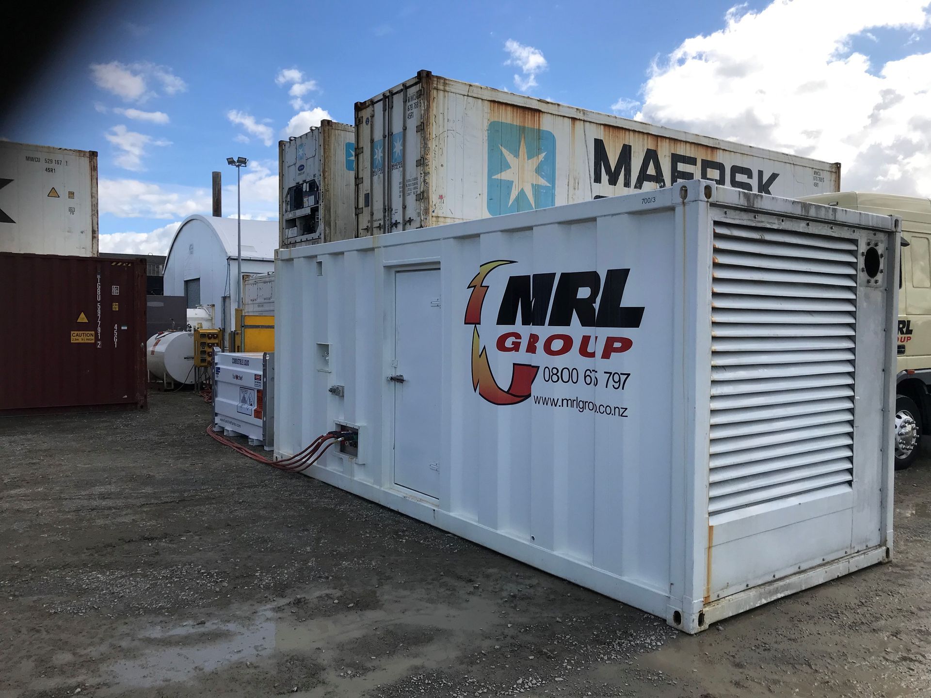 A large white container with mrl group written on it