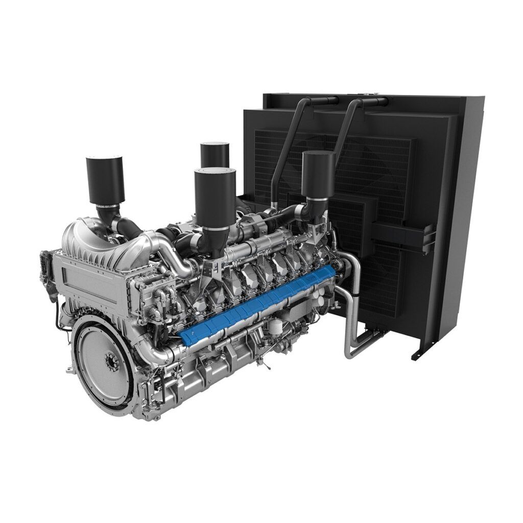 A 3d model of a diesel engine on a white background.