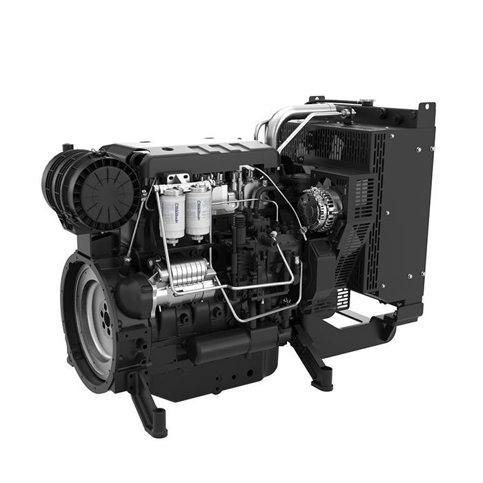 A black and white image of a diesel engine on a white background.