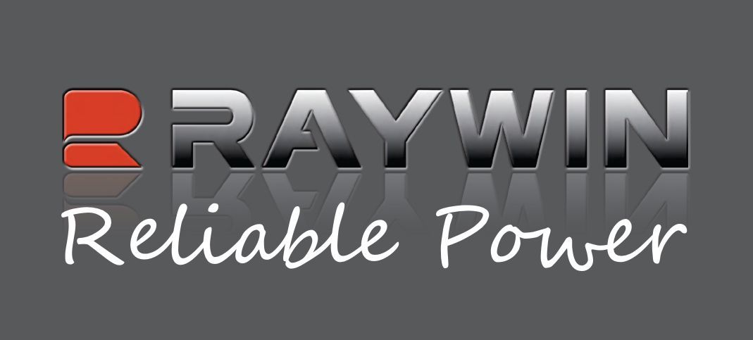Raywin reliable power logo on a grey background