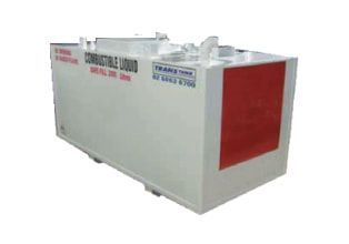 A white and red container with the word combustible liquid on it.