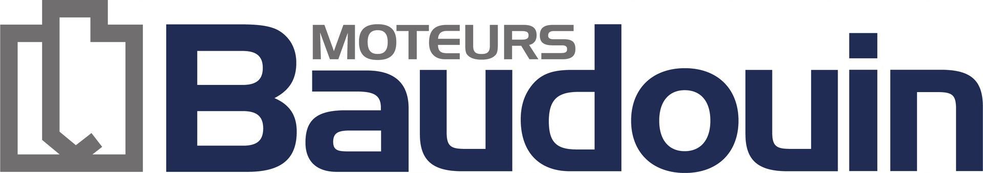 A blue and white logo for moteurs baudoin