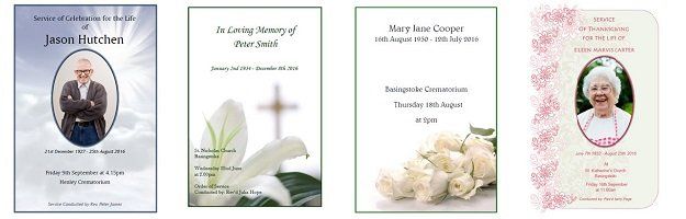 Fixed price funeral order of service booklets / sheets