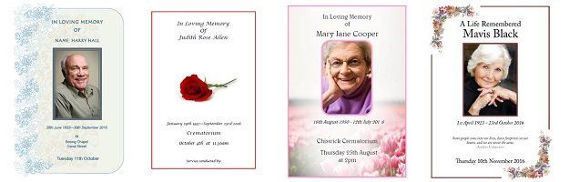 Funeral order of service booklet / sheets design and print service