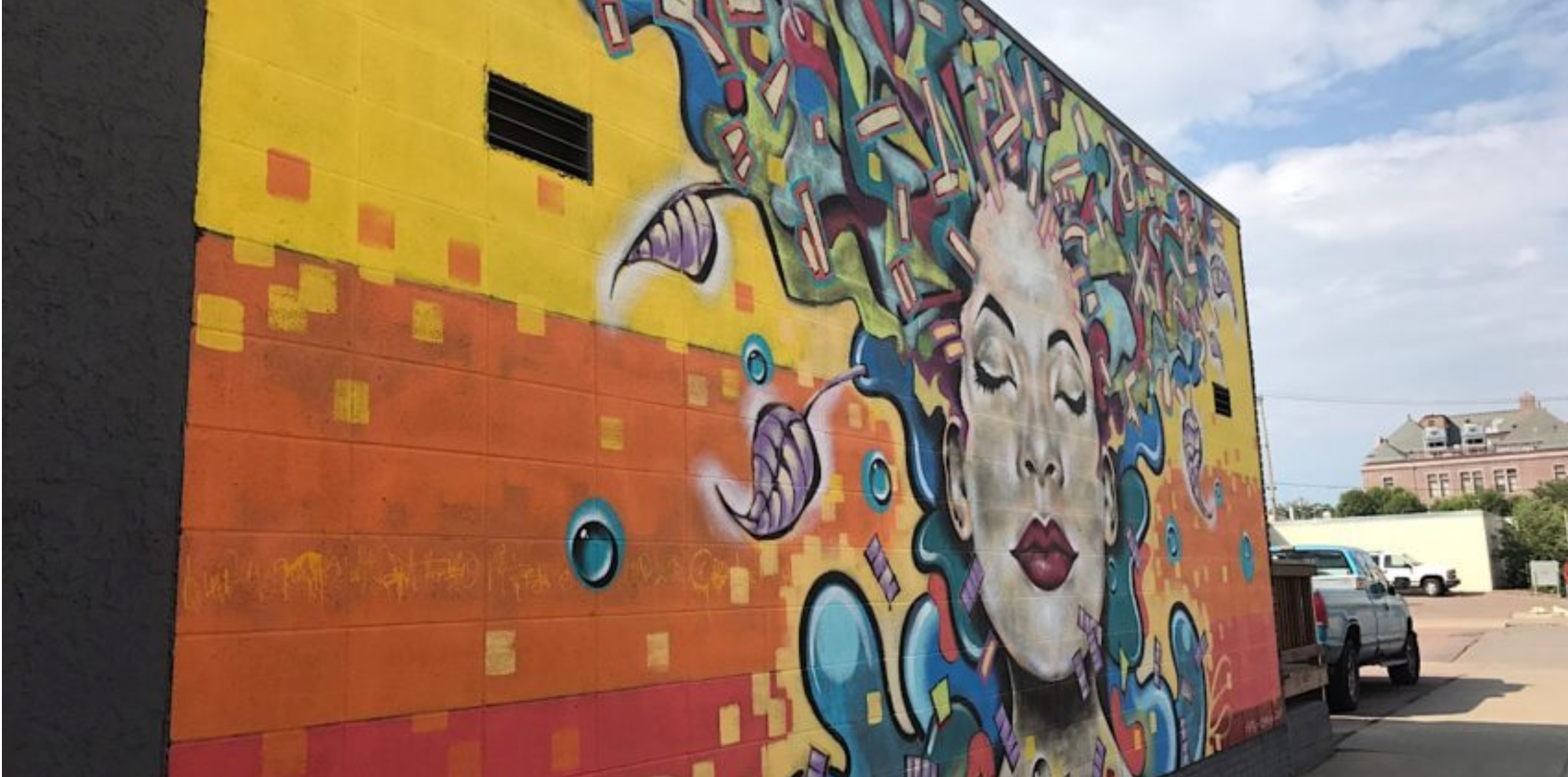 Mural of woman's face