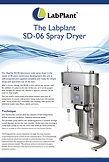 Labplant SD-06 spray dryer, stainless steel, with blue and white graphic background.