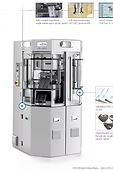 Pharmaceutical tablet press machine with automated components.
