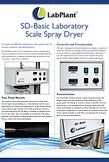 SD-Basic Laboratory Scale Spray Dryer advertisement with product details and control panel features.