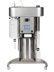 Stainless steel ice cream machine with digital controls and liquid containers.