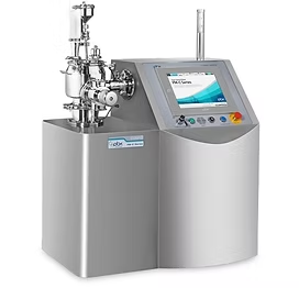 Vacuum coater machine with touch screen interface and stainless steel exterior.