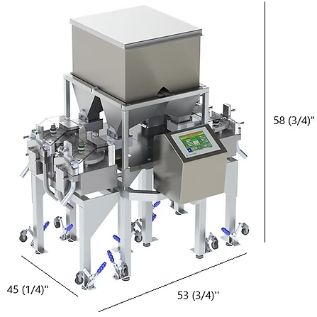 Industrial weighing machine with dimensions in inches.