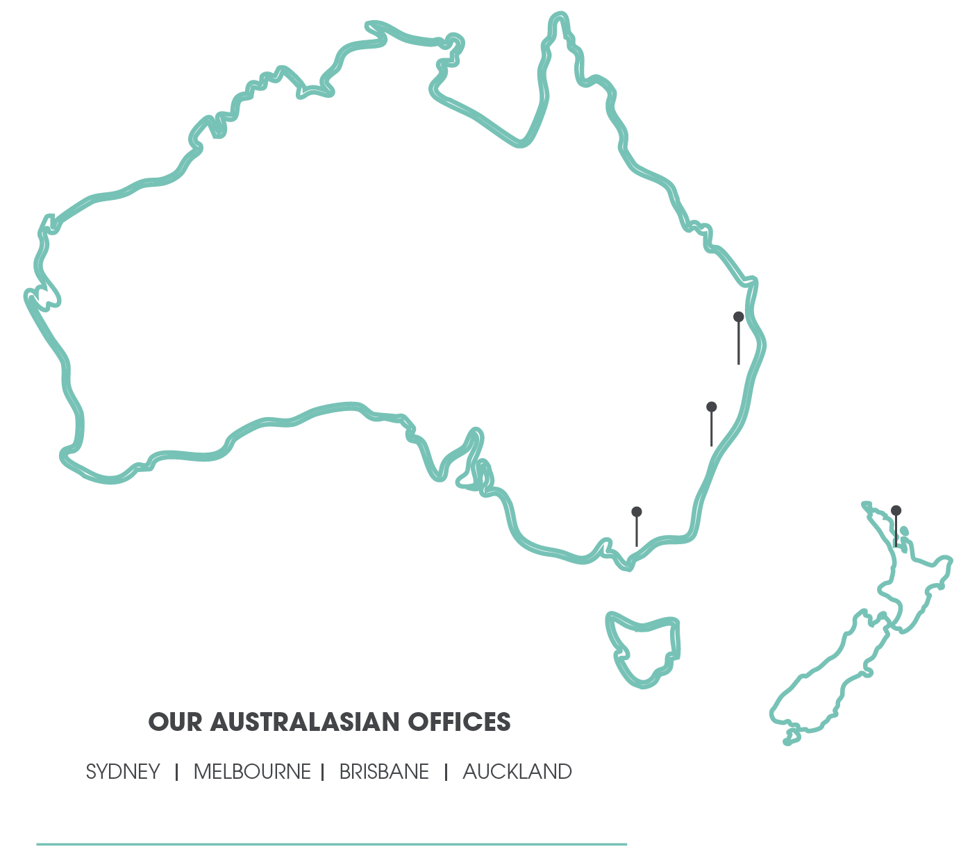 Map of Australia and New Zealand with locations of Capstone offices marked, and their logo above.