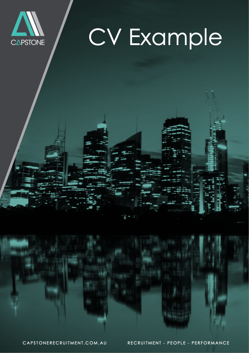 A cv example with a picture of a city skyline at night