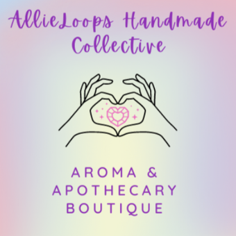 A logo for allie loops handmade collective aroma & apothecary boutique