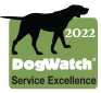 A green square logo featuring a black dog silhouette and the text 