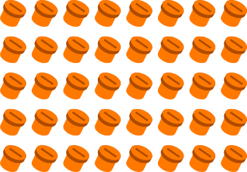A pattern of orange circles on a white background