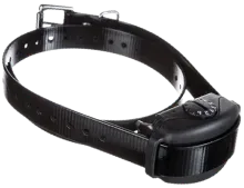 A dog watch hidden fence with a smart fence collar and a cell phone.