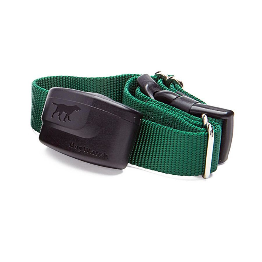 A green collar with a black dog on it