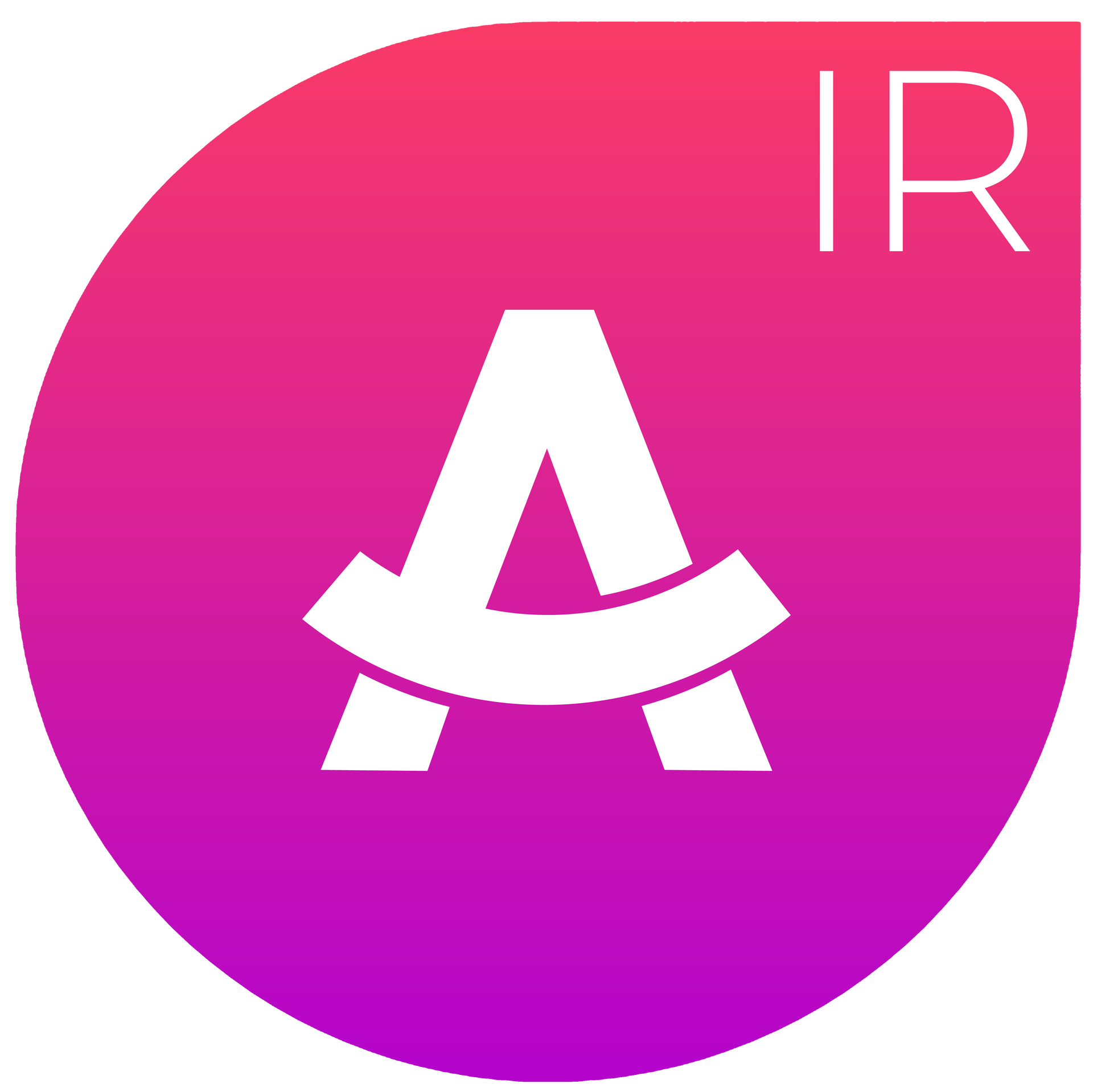 A white letter a is in a purple circle.