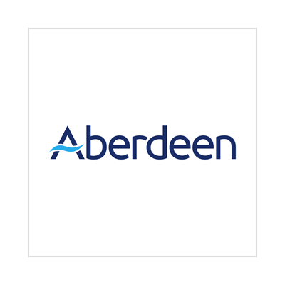 The logo for aberdeen is a blue and white logo on a white background.