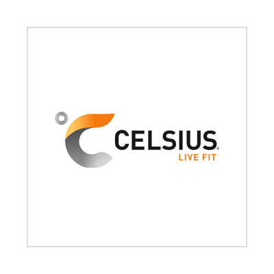 The celsius live fit logo is on a white background.