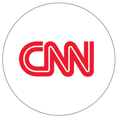 The cnn logo is in a white circle on a white background.