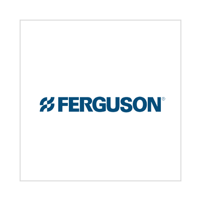 The logo for ferguson is blue and white on a white background.