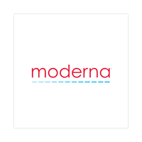 The moderna logo is red and blue on a white background.