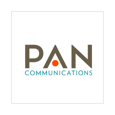 A pan communications logo on a white background
