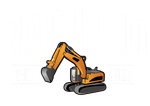 An orange excavator with a black bucket and tracks, displayed against a white background.